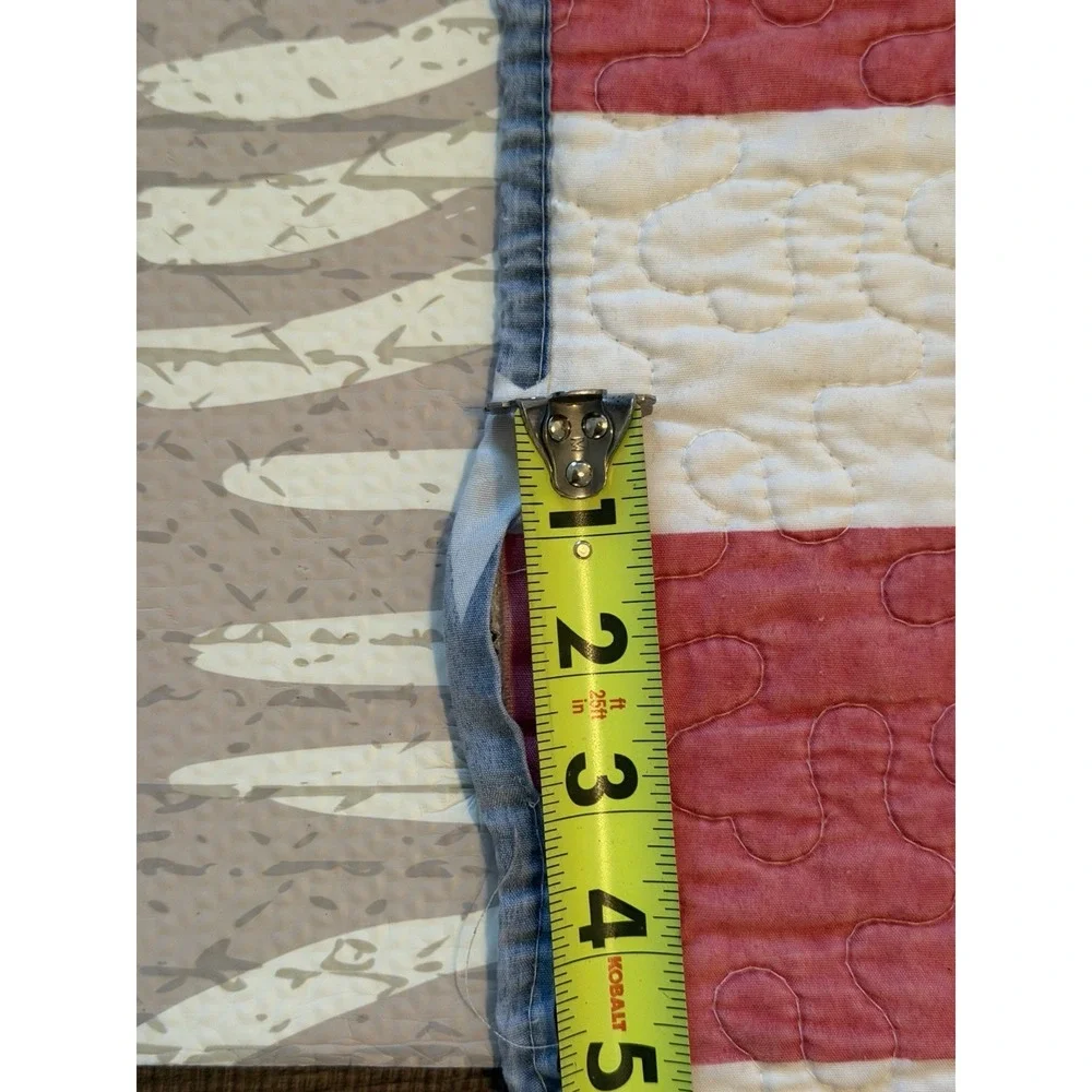 Vintage Handmaid American Flag Quilt Throw Size Patriotic Sherpa Backing